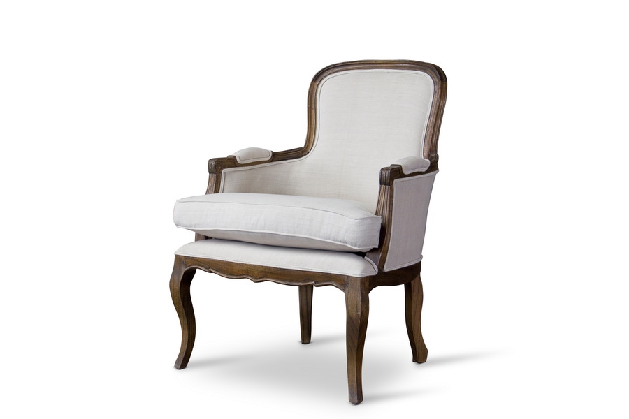 Baxton Studio Napoleon Traditional French Accent Chair Ash